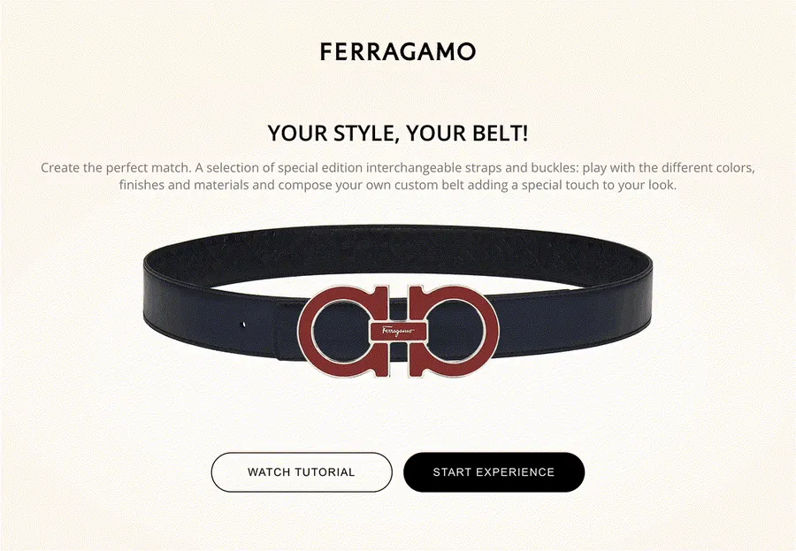 Ferragamo belt configurator in use